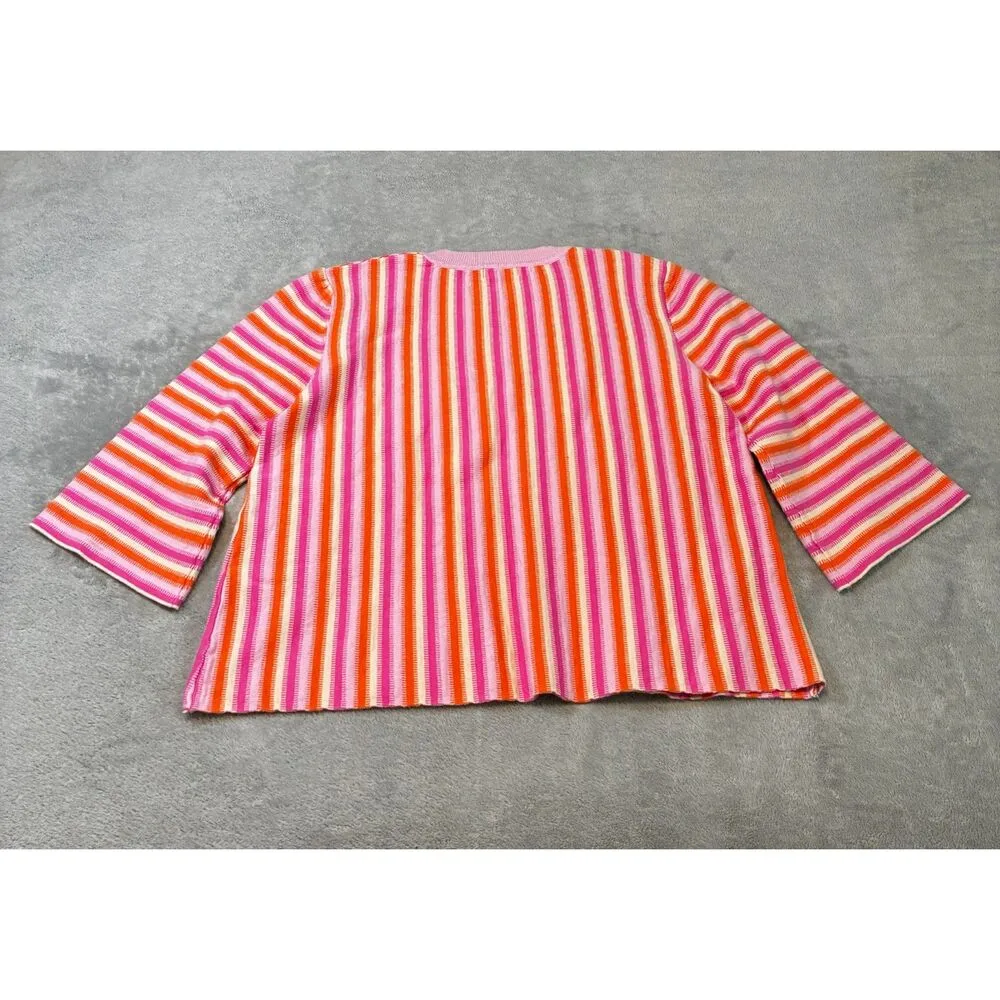 Avara Striped Knit Sweater Pink Size M - Image 2