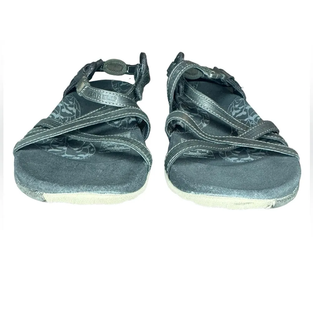 Merrell Jacardia Q-Form Leather Sandals Size 8 Black - Image 6