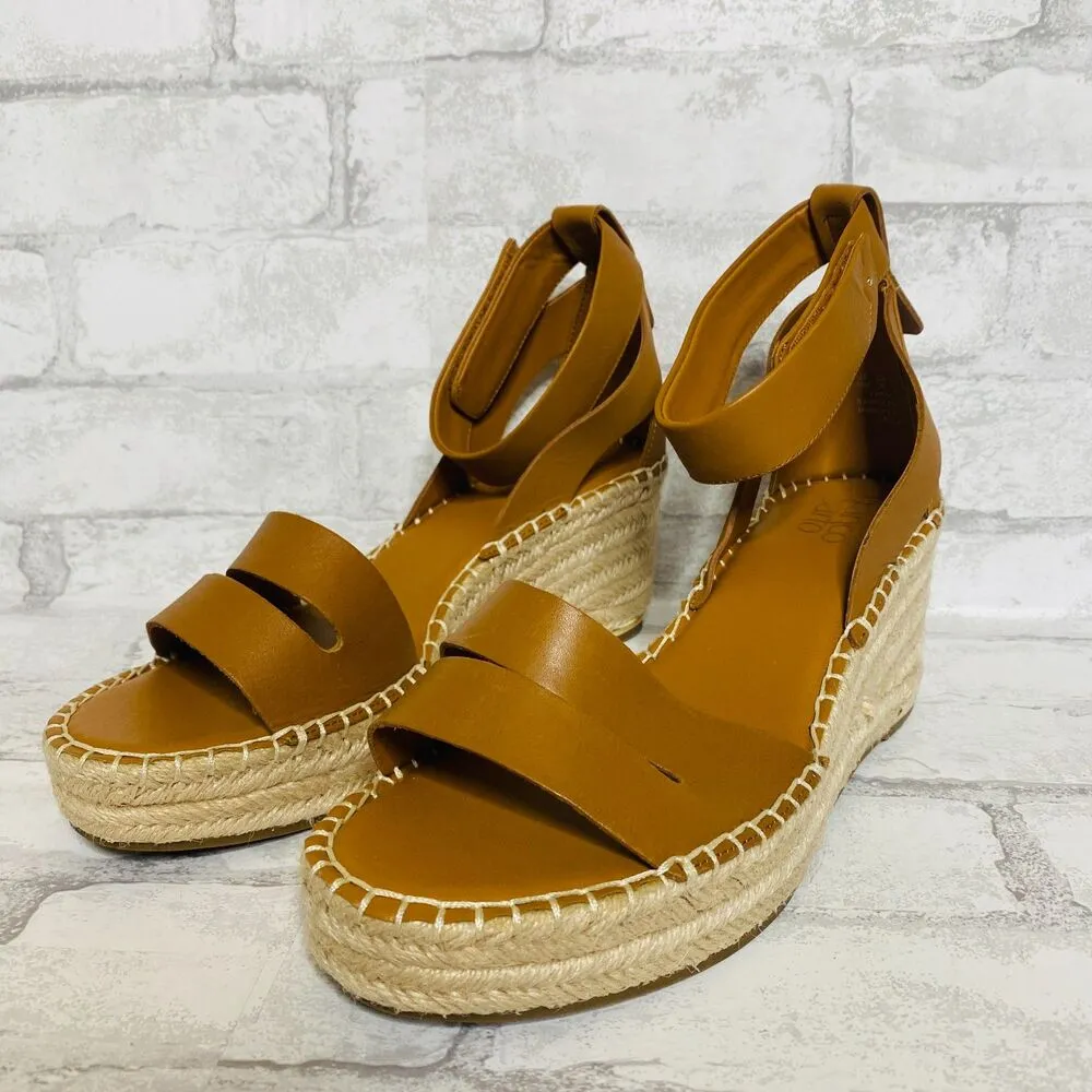 New Franco Sarto Womens Callia Leather Ankle Strap Wedge Espadrille Sandals 10 M - Image 5