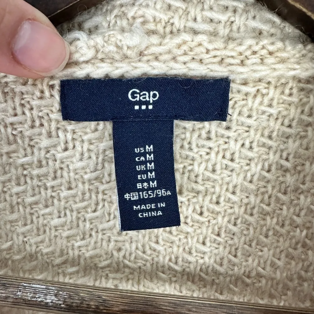 Gap Drape Front Sweater Vest Women M Beige Costal Minimalist Quiet Luxury Preppy Tan Size M - Image 3