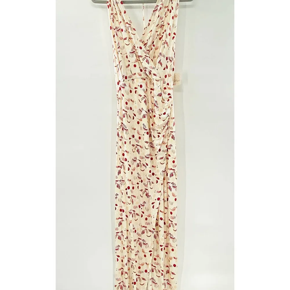 NEW Free People Daria Ivory Printed Sleeveless Halter Slit Maxi Dress T-Back Med - Image 11