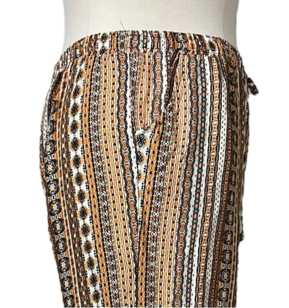 Love Wish Maternity Pants Wide Leg Palazzo Drawstring Waist Orange Multi Size XL - Image 7