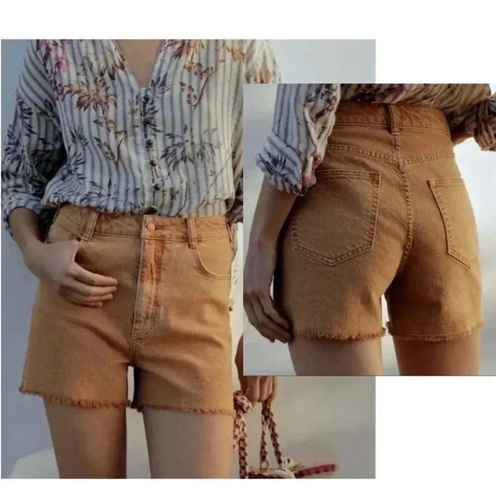 Pilcro Anthropologie Burnt Orange Cut Off Denim Shorts - Image 2