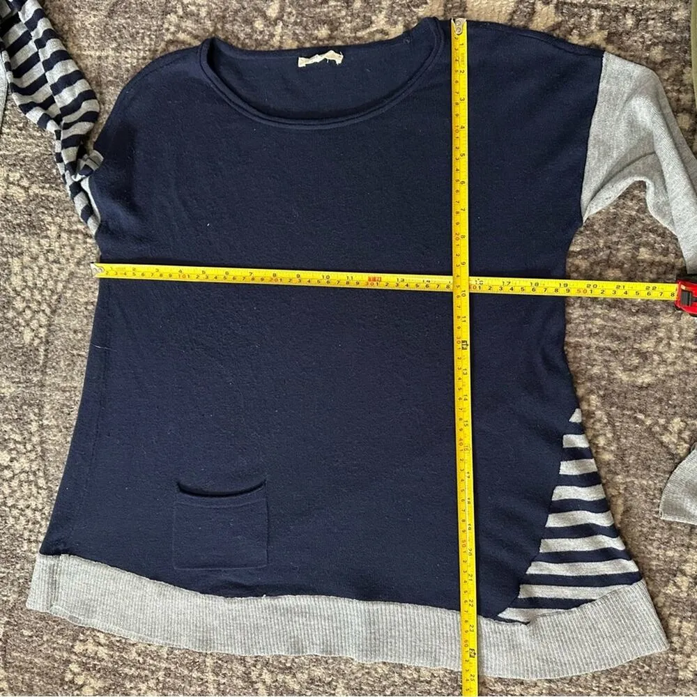 Mystree Women’s Size L Navy Blue Heather Gray Pullover Sweater - Image 6
