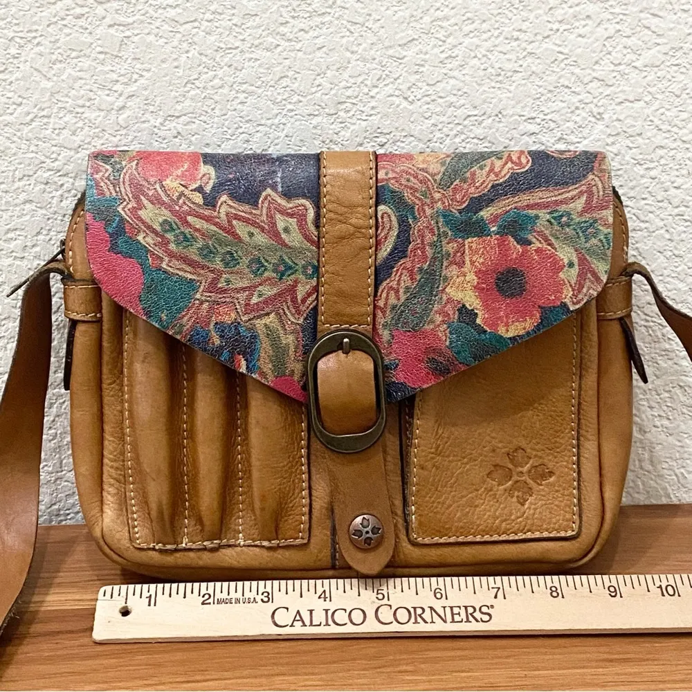 Brown Leather Floral Praga Flap Crossbody Bag - Image 7