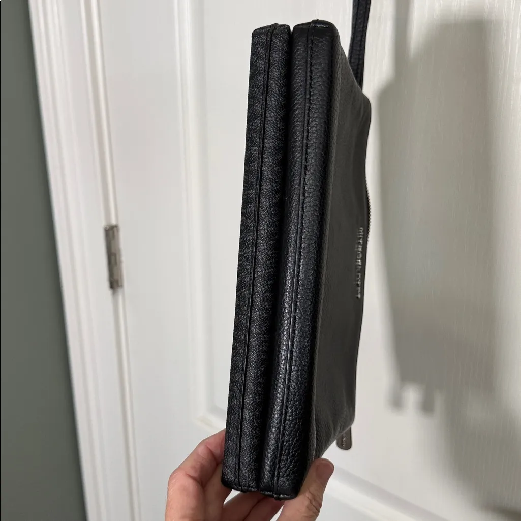 Michael Kors Double Zip Crossbody Bag Black Pebbled Leather & Signature Logo PVC - Image 13