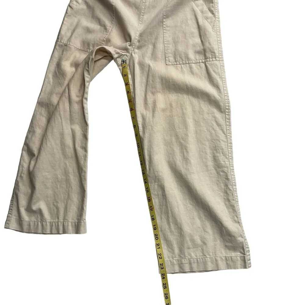 J. Crew Women's‎ Linen Cotton Ankle Pants Size XS Beige Pull On Wide Leg - Image 8