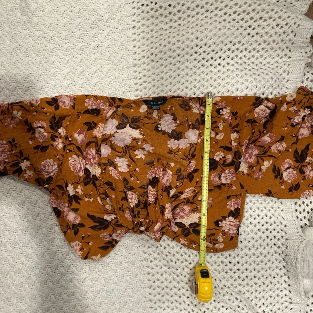 American eagle XS Floral Women's Top in Orange and Pink - Image 5