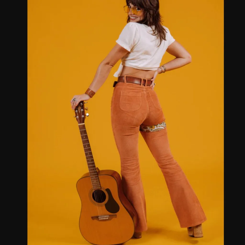 Hammies Rust Orange Corduroy Flare Pants 28" - Image 3