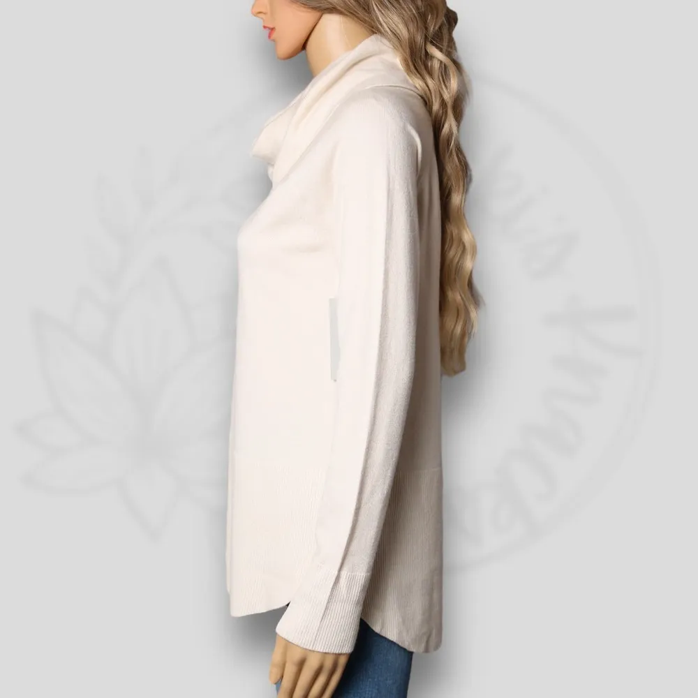 Cyrus Raya by  Knits Waffle Cowl Neck Sweater in Pearl Puff Cream Ivory Size S - Image 7