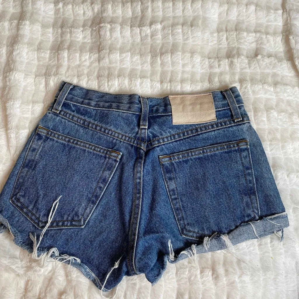 CEST TOI Button Fly Denim Short Shorts Jean Size 0‎ Blue - Image 5