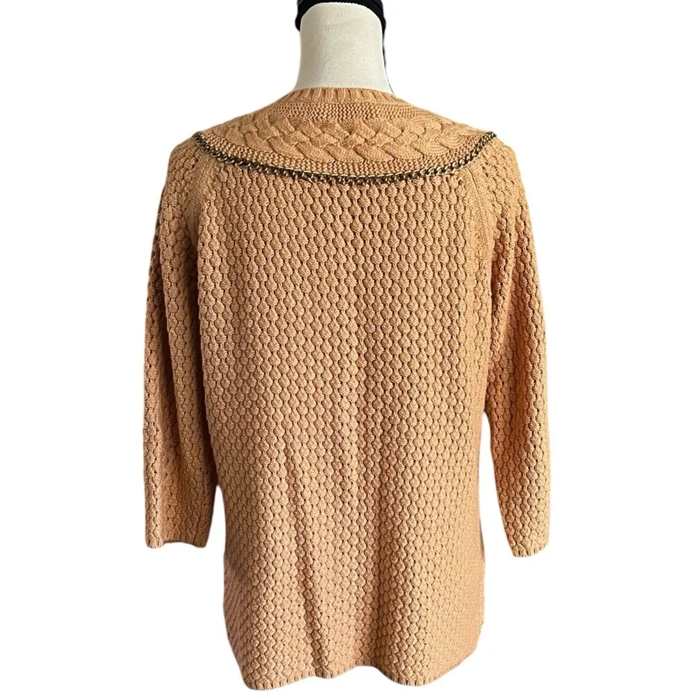 Liz Claiborne Knit Chain accent Sweater Cardigan. Size a generous S. - Image 2