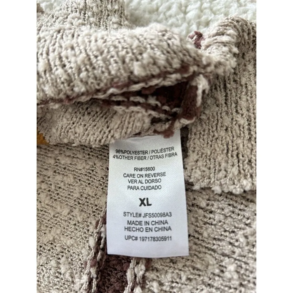 Mason & Belle Ellie Textured Striped Sweater Cream, Brown, Yellow Size XL - Image 8