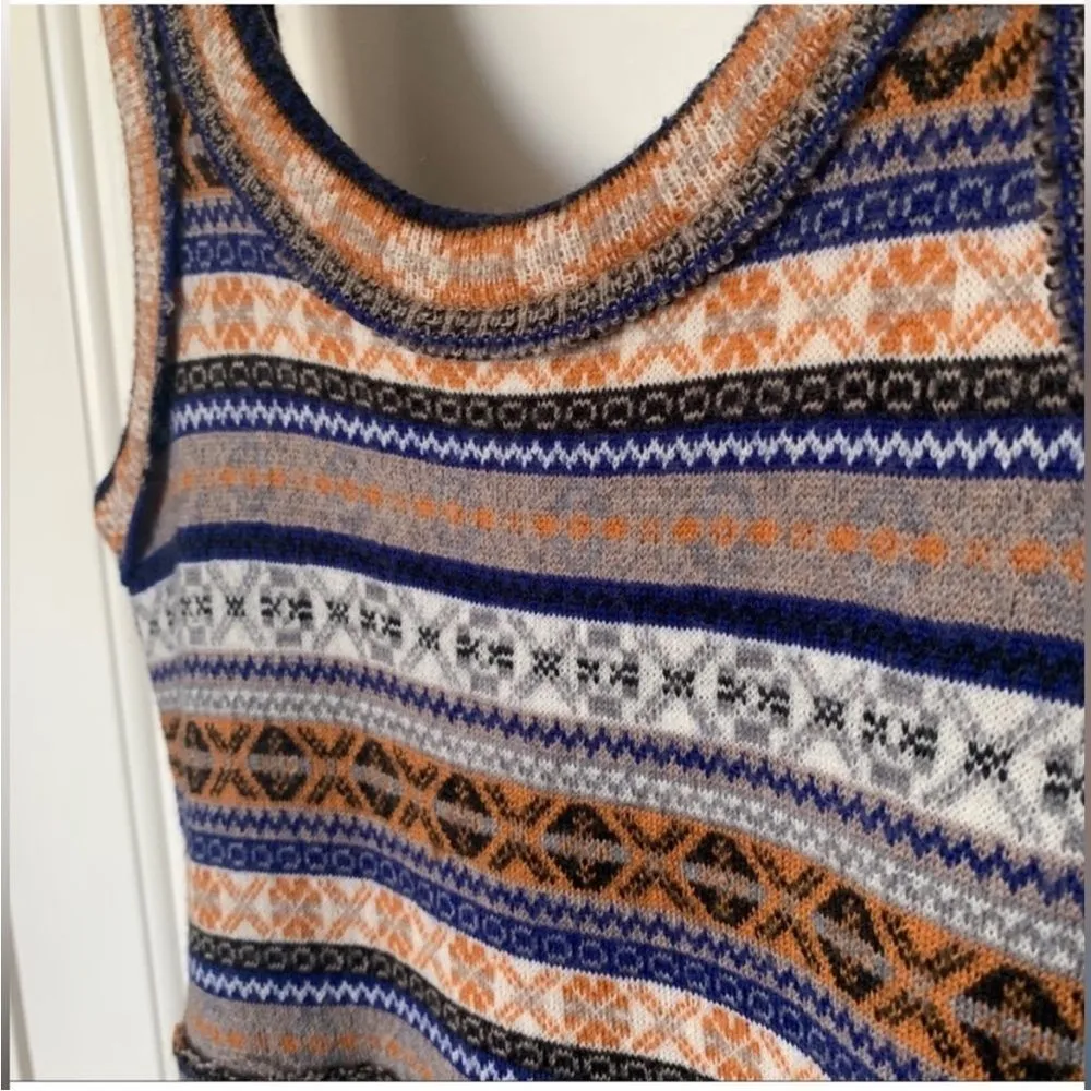 Free People Fair Isle Nordic Geometric Sweater Dress - Wool Blend M - Image 3