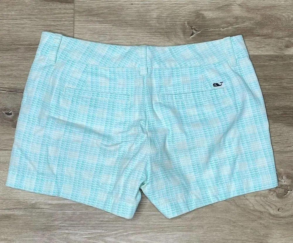 Vineyard Vines Women's Cotton Jacquard Gingham Whale Dayboat Shorts sz 00 - Image 4