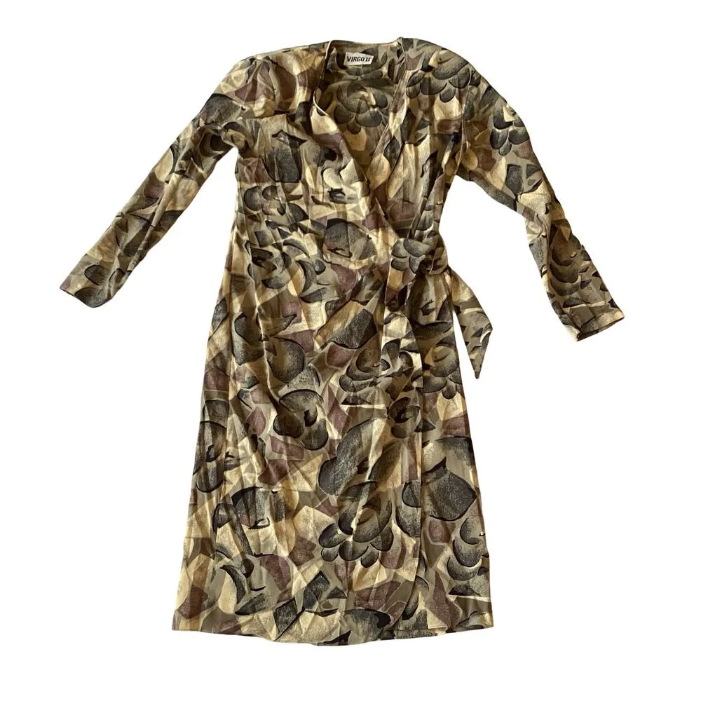 Vintage Virgo II Wrap Dress Gray Size 6 - Image 4