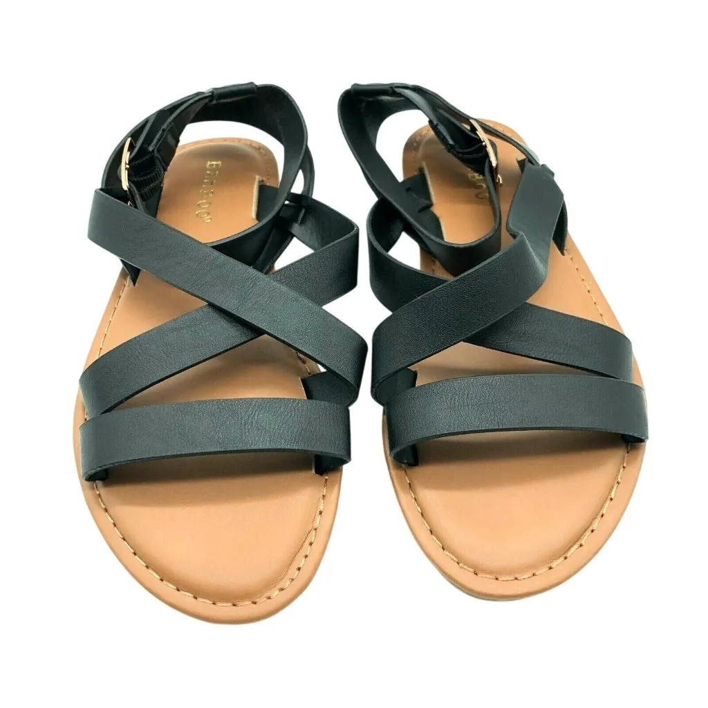Bamboo Womens Sandals Strappy Ankle Strap Faux Leather Black Size 6 - Image 2