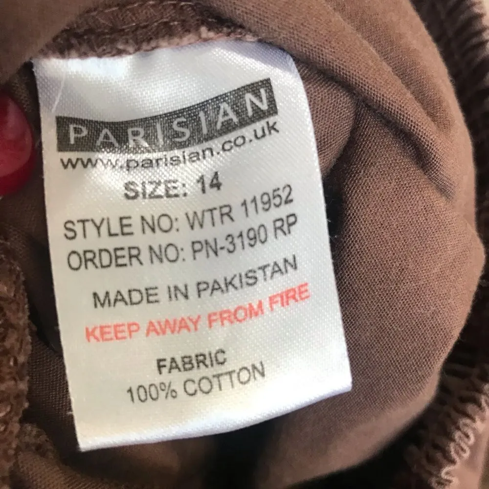 Parisian Brown Cargo Joggers Snap Pockets Size 10 - Image 7