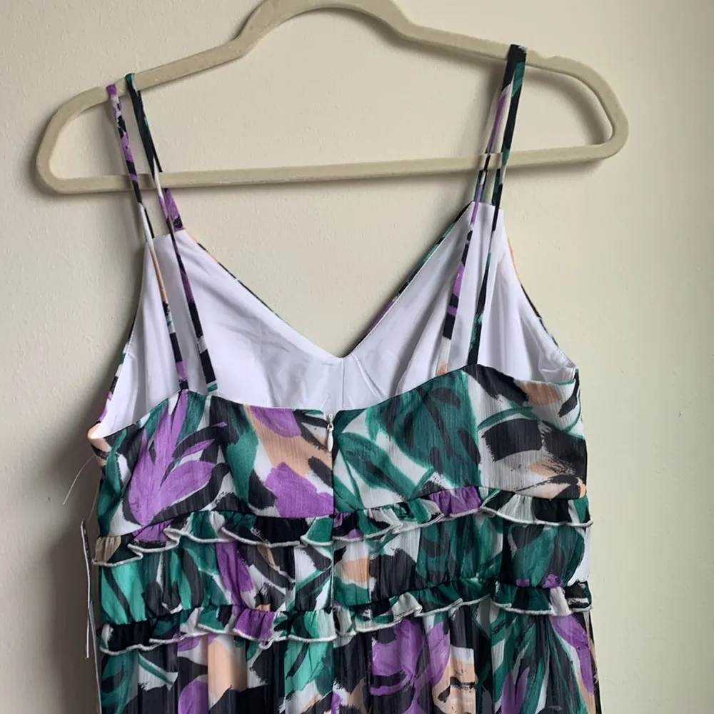 Donna Morgan Nordstrom Tropical Floral Chiffon Resort Maxi Dress (Sz 8) Purple - Image 9