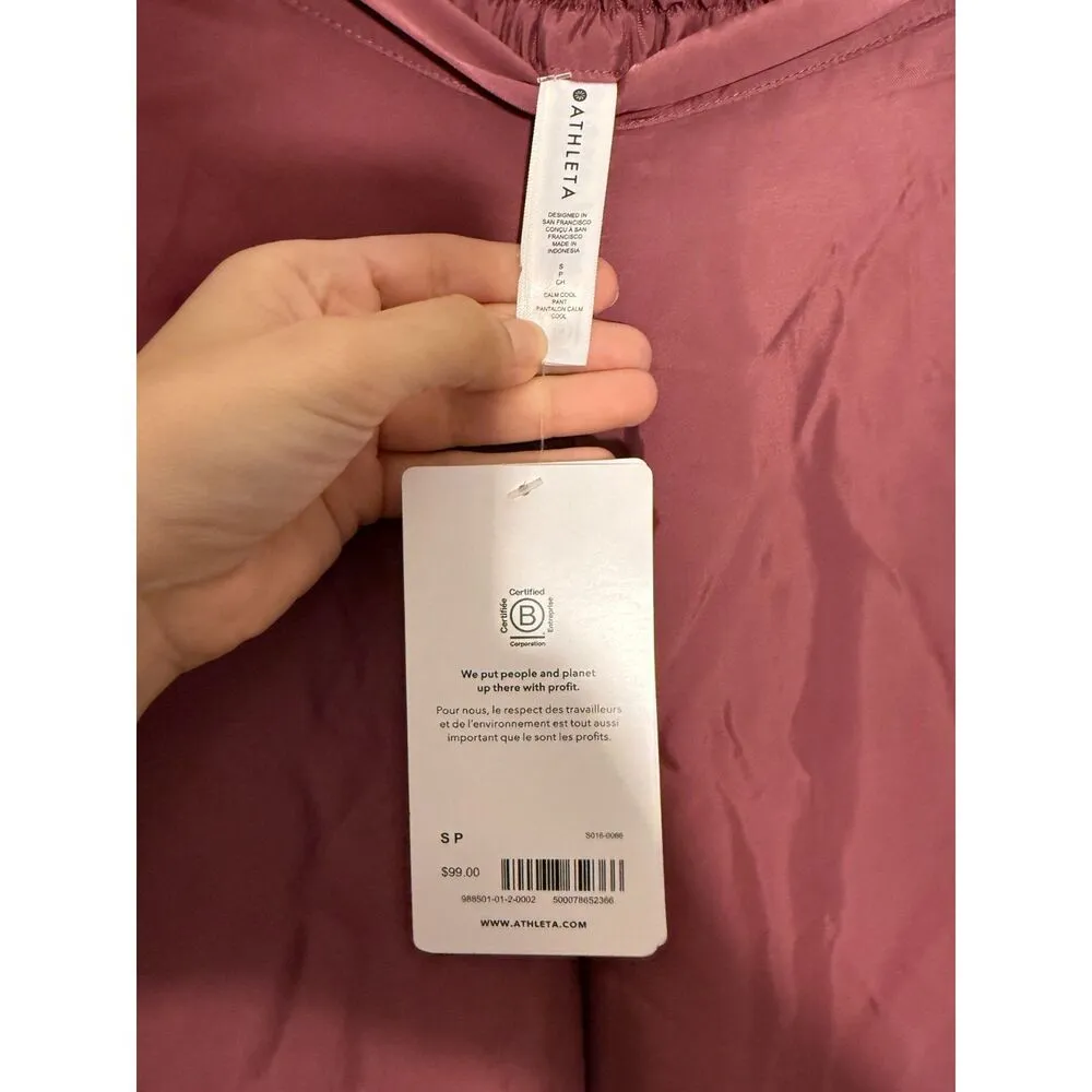 Athleta  Calm Cool Wide Leg Satin Pants Rose Pink - Image 6