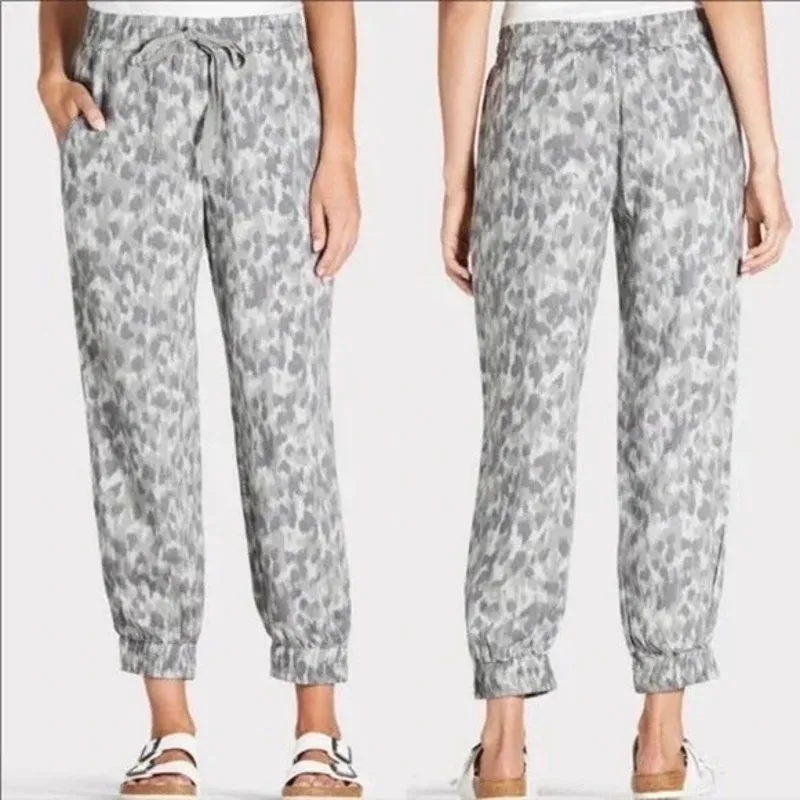 Cloth & Stone Anthropologie Womens Pants Sz S Gray Leopard Print‎ Jogger Tencel - Image 2