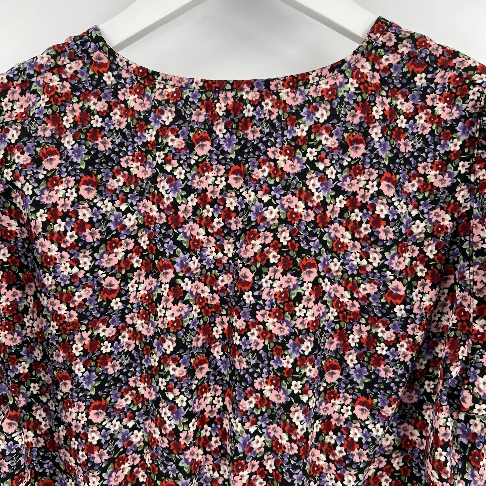 Flynn Skye Revolve Floral Top Tie Ruffle Tiered Short Sleeve Blouse Size Medium - Image 6