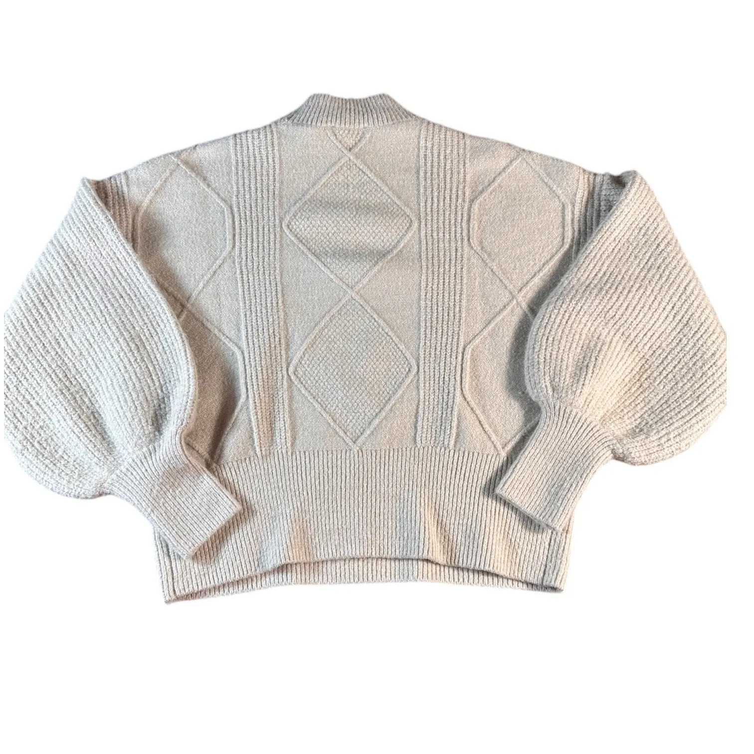 a loves a Cream Textured Knit Balloon Sleeve Sweater XS - Image 4
