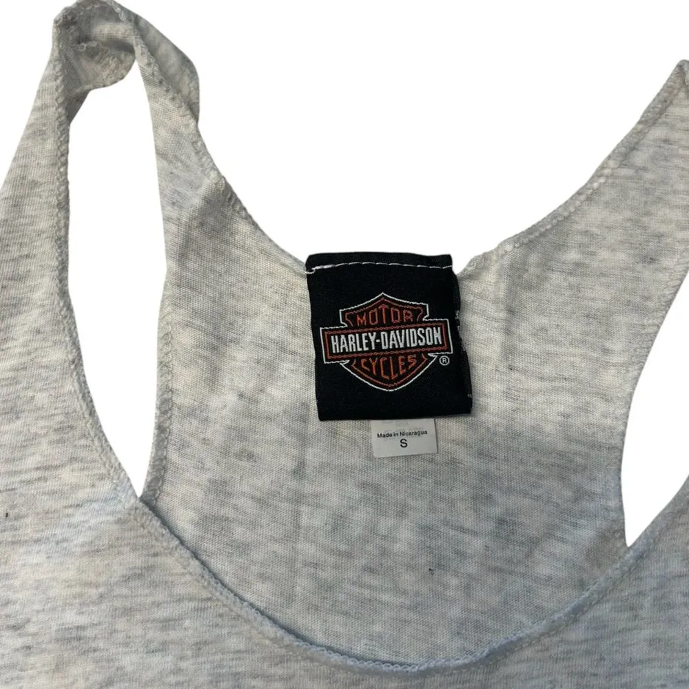 Harley Davidson Women’s Size S Muscle Tank Top Light Gray Wisconsin‎ HD Biker Orange - Image 3