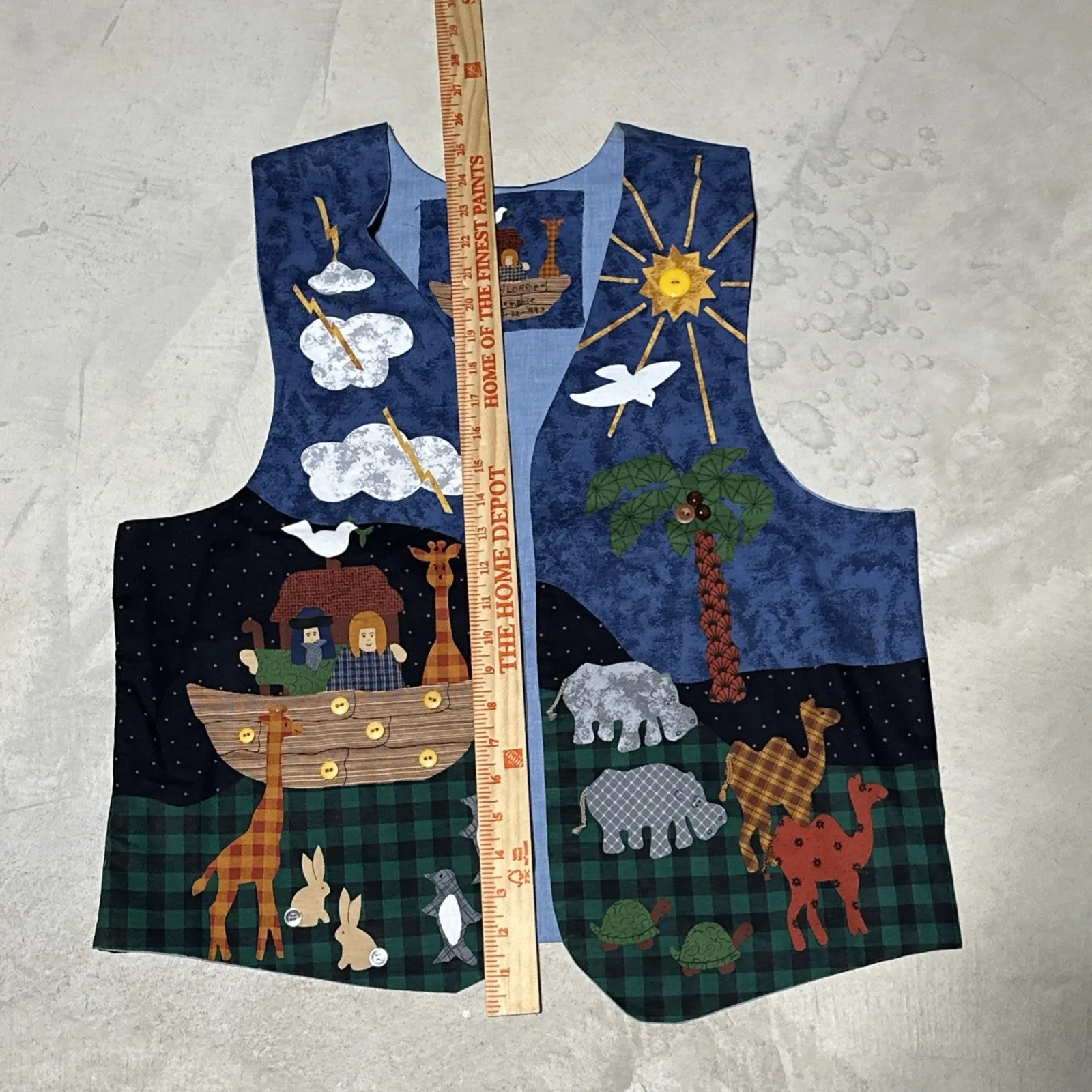Womens Handmade Vest Womens L XL Noah's Ark Applique Folk Art Animal Theme Retro - Image 7