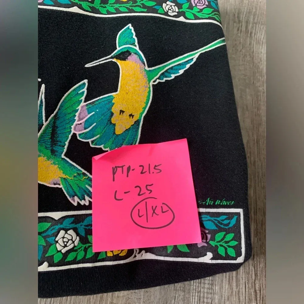 VTG Jerzees Graphic Crewneck Sweatshirt Mocking Bird Wood Pecker Multi Color XL - Image 9