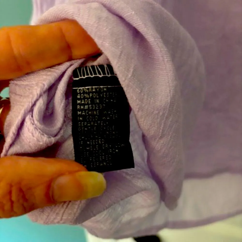 Unique Spectrum Womens Blouse Plus Size 2X Purple Ruffle Tie Bow 3/4 Sleeve Top - Image 5