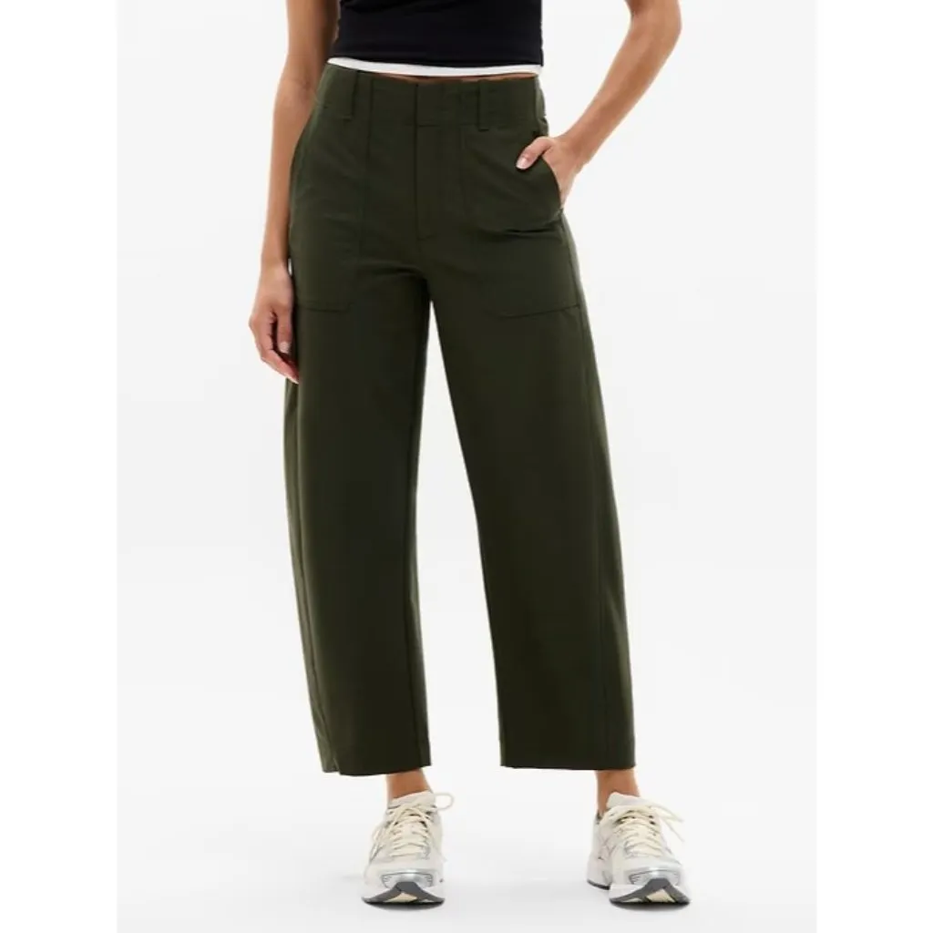 New Athleta 4 Skyline High Rise Barrel Leg Pant Aspen Olive Green Size 4 Regular - Image 2