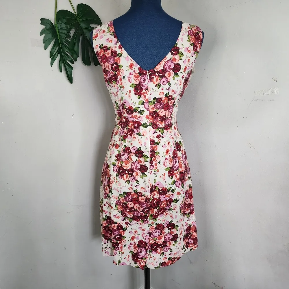 B Moss Dress Collection Cotton Dress Rose Flower Bouquets Red Size 12 - Image 5