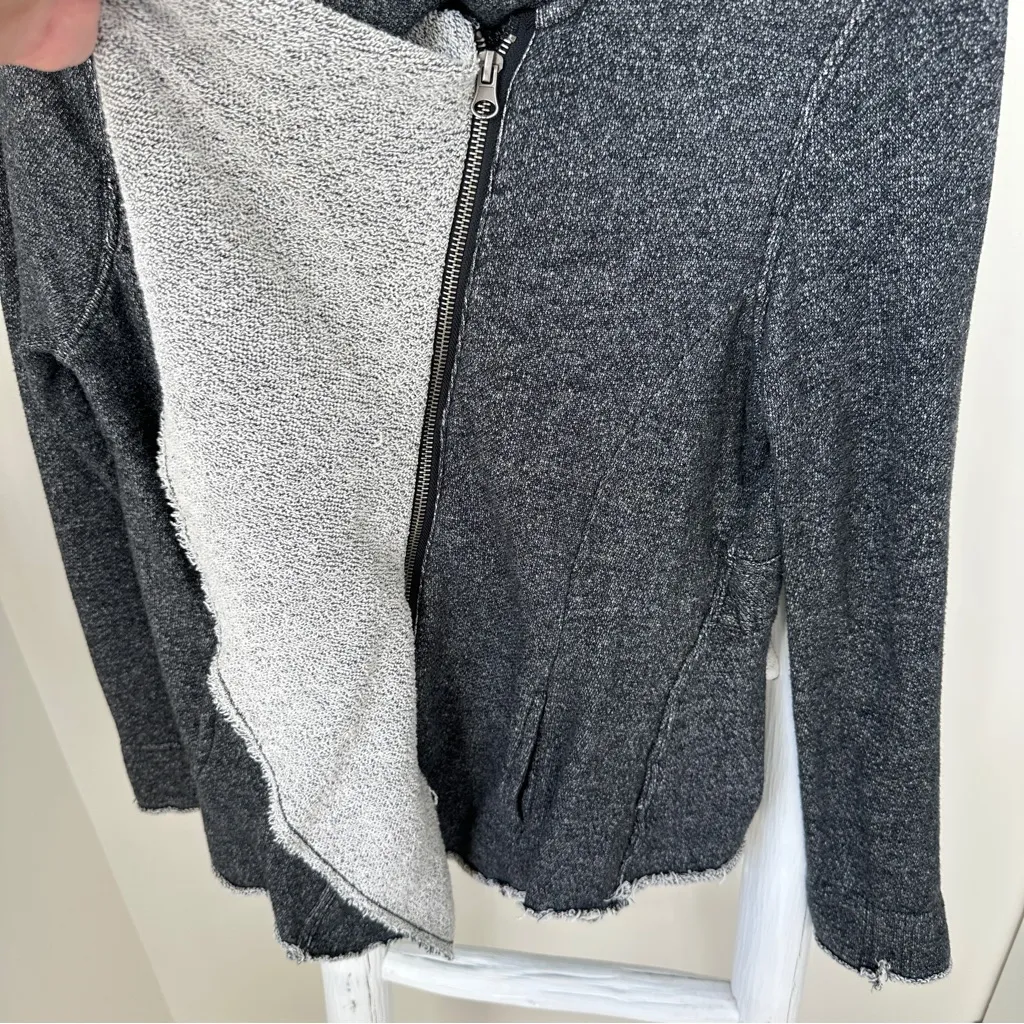 Blanc Noir Draped Front Grey Zippered Lightweight Jacket Size Large - Image 7