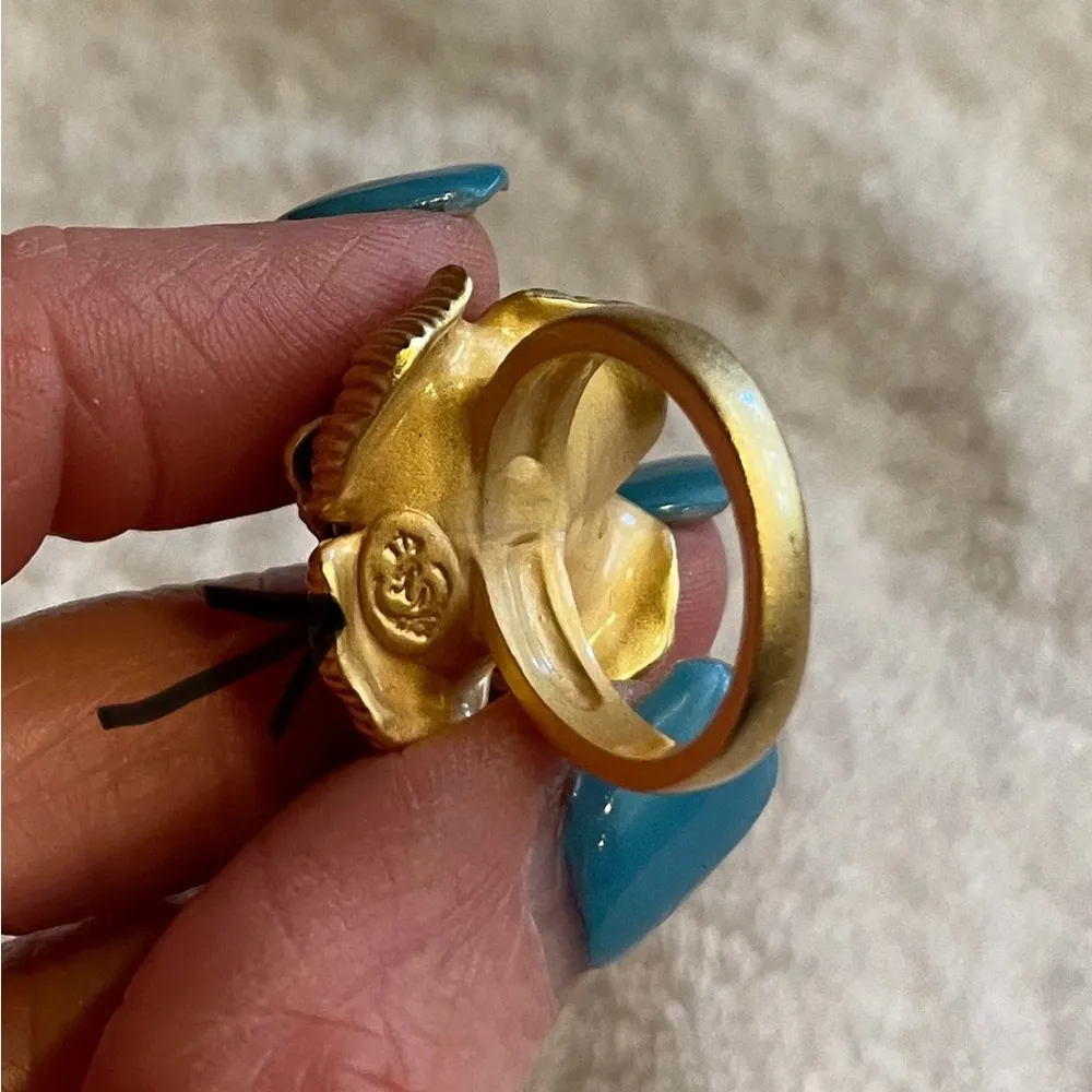 NWOT IN BOX In Bloom Gold Tone Crystal Cocktail Flower Ring - Image 7