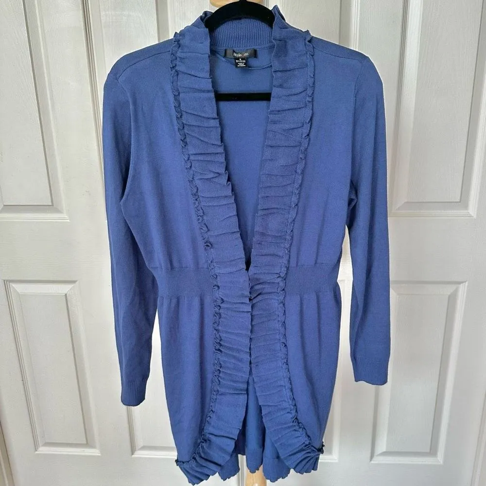 Style & Co blue gathered long cardigan - Image 4