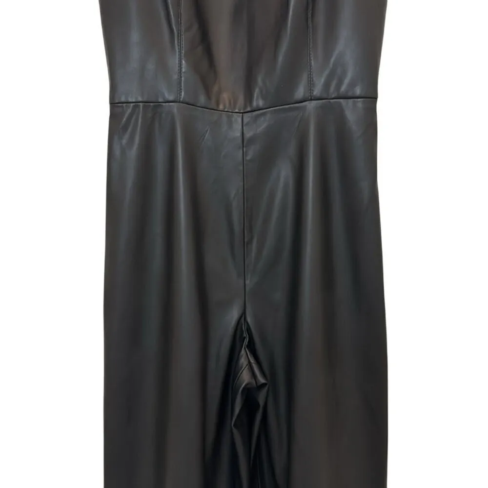Alice + Olivia Avelina Vegan Leather Wide Leg Jumpsuit Size 4 NWT - Image 9