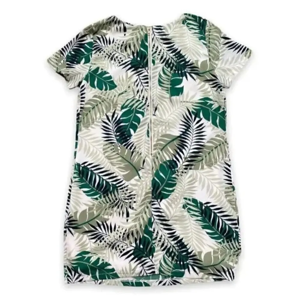 Lulu's Ivory & Green Leaf Give Me a Print Shift Dress XS NWT Tropical Vacation - Image 12