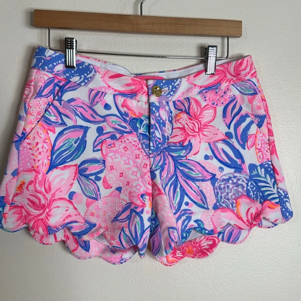 Lilly Pulitzer Buttercup Pique Knit Shorts Pink Isle Snappy Turtle size 2 - Image 2