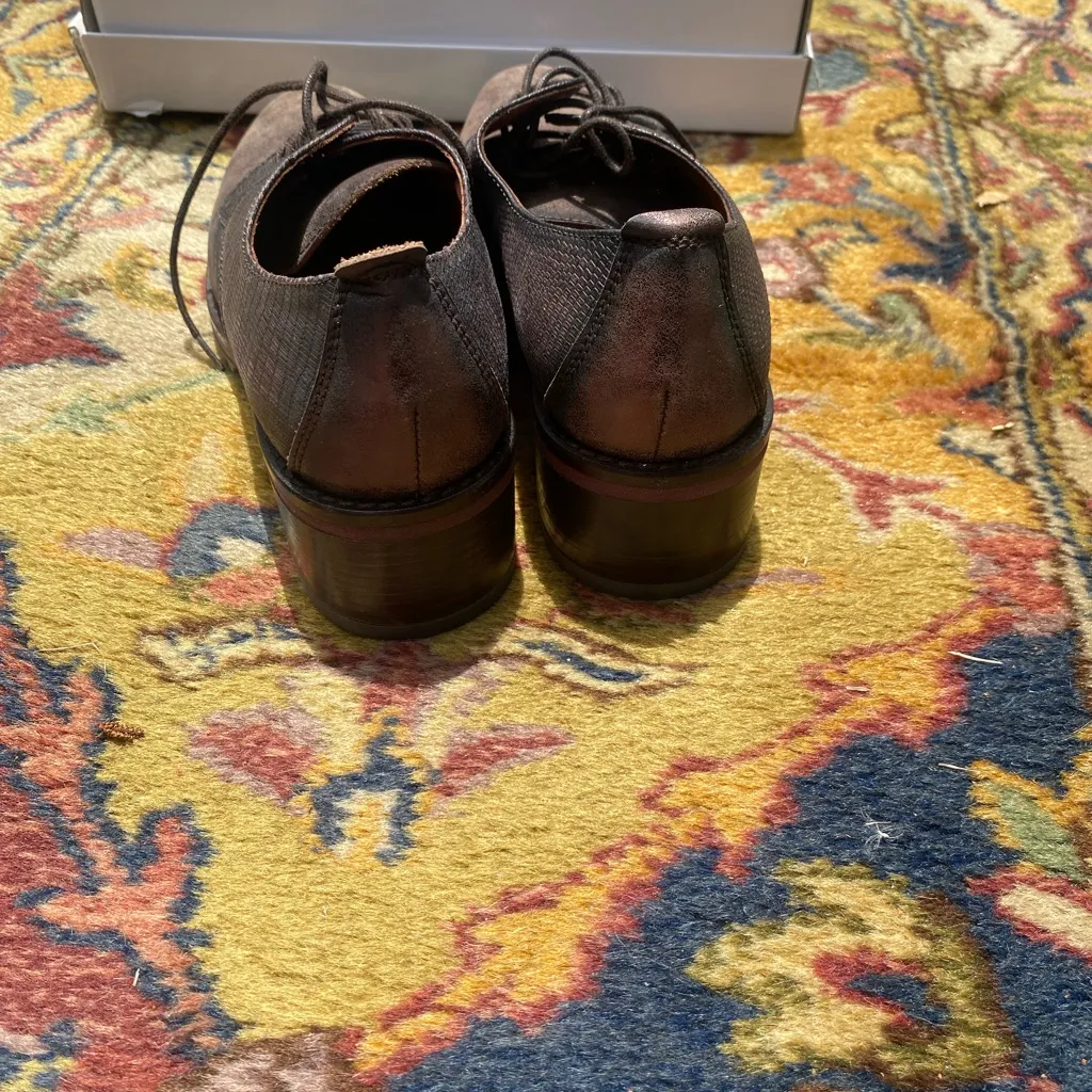 Hispanitas Brown Textured Leather Oxfords Size 6 - Image 3