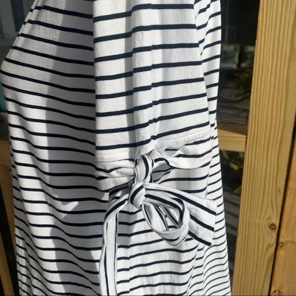 She + Sky Cream Black Stretch Striped T-shirt Dress Large L - Image 4