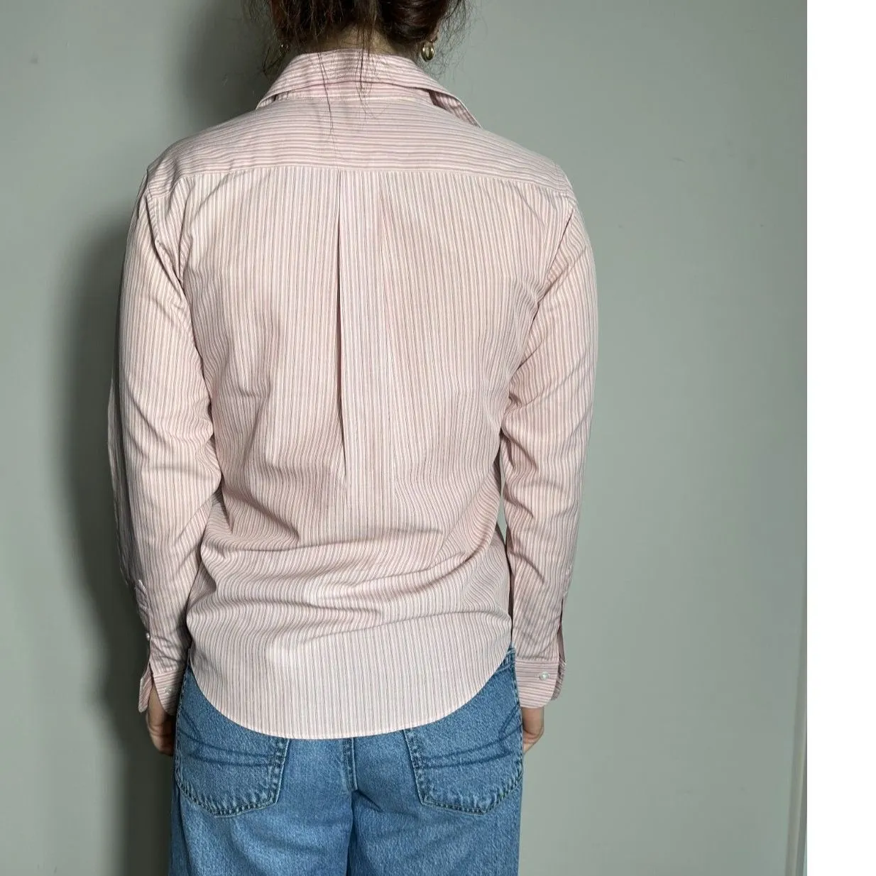 Brooks Brothers 346 Classic Fit Cotton Pink White Striped Collared Shirt Sz 2 - Image 4