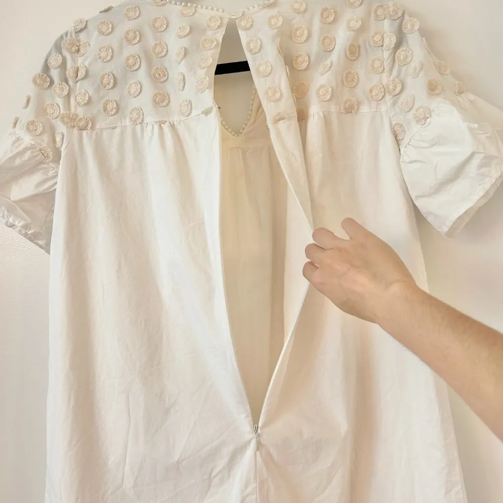 J. Crew Women's Bell Sleeve Dot Fringe Ivory Dress Size 4 - Image 9