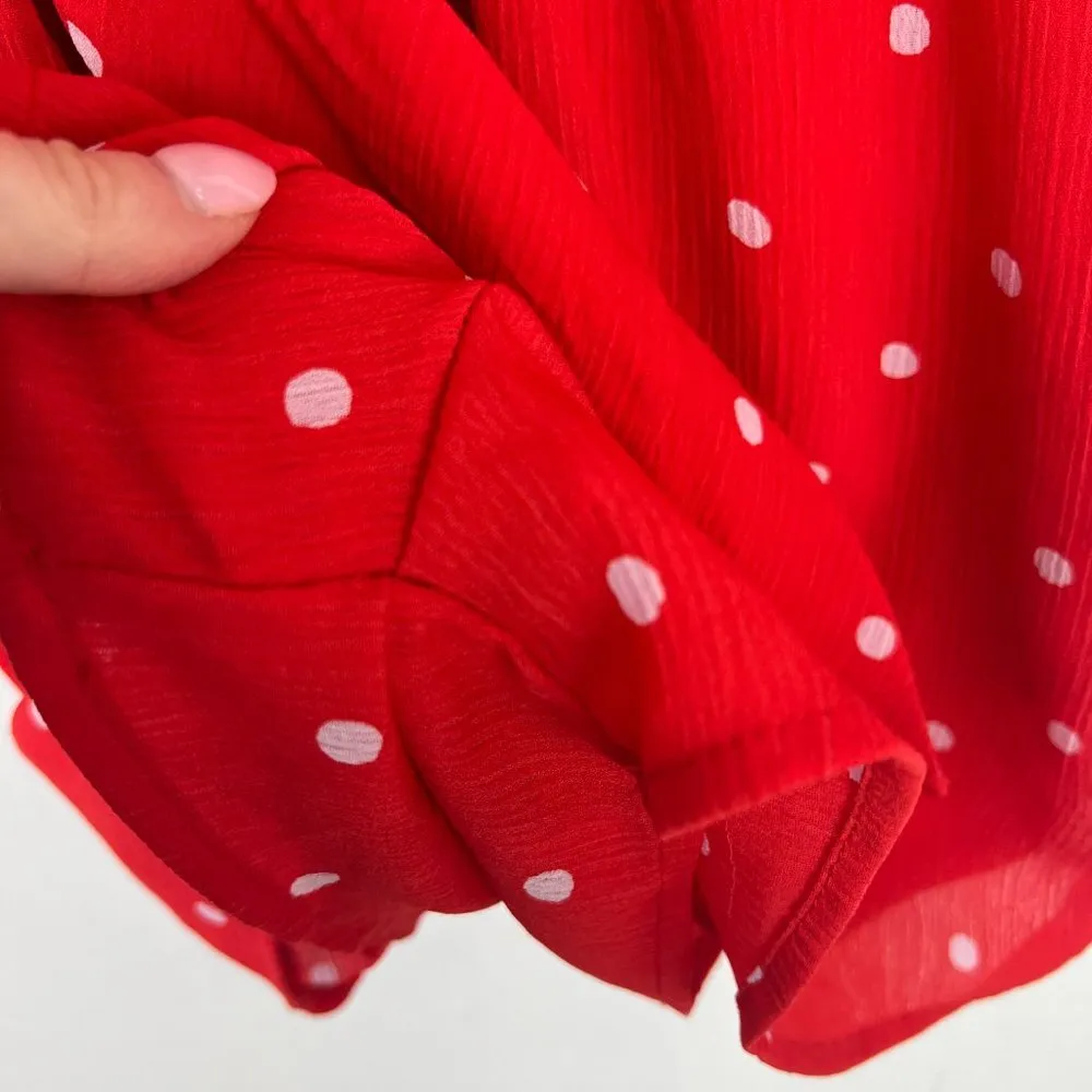 Polka Dot Tie Romper Lipstick Red Size Small S EUC L2611 - Image 7