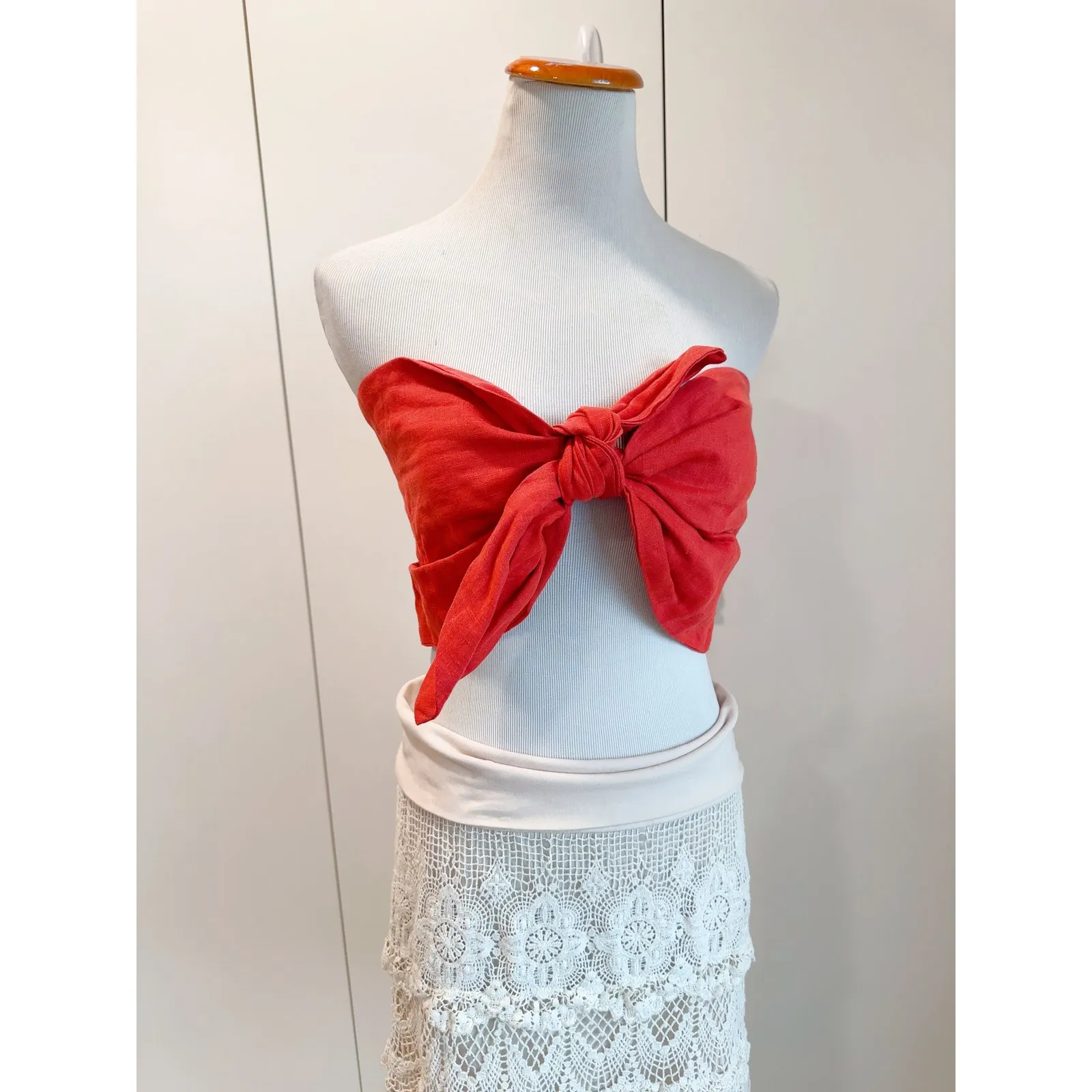 Womens Posse Mickey Bandeau in Coral Size Medium VacationVibes Bohemian Orange - Image 5