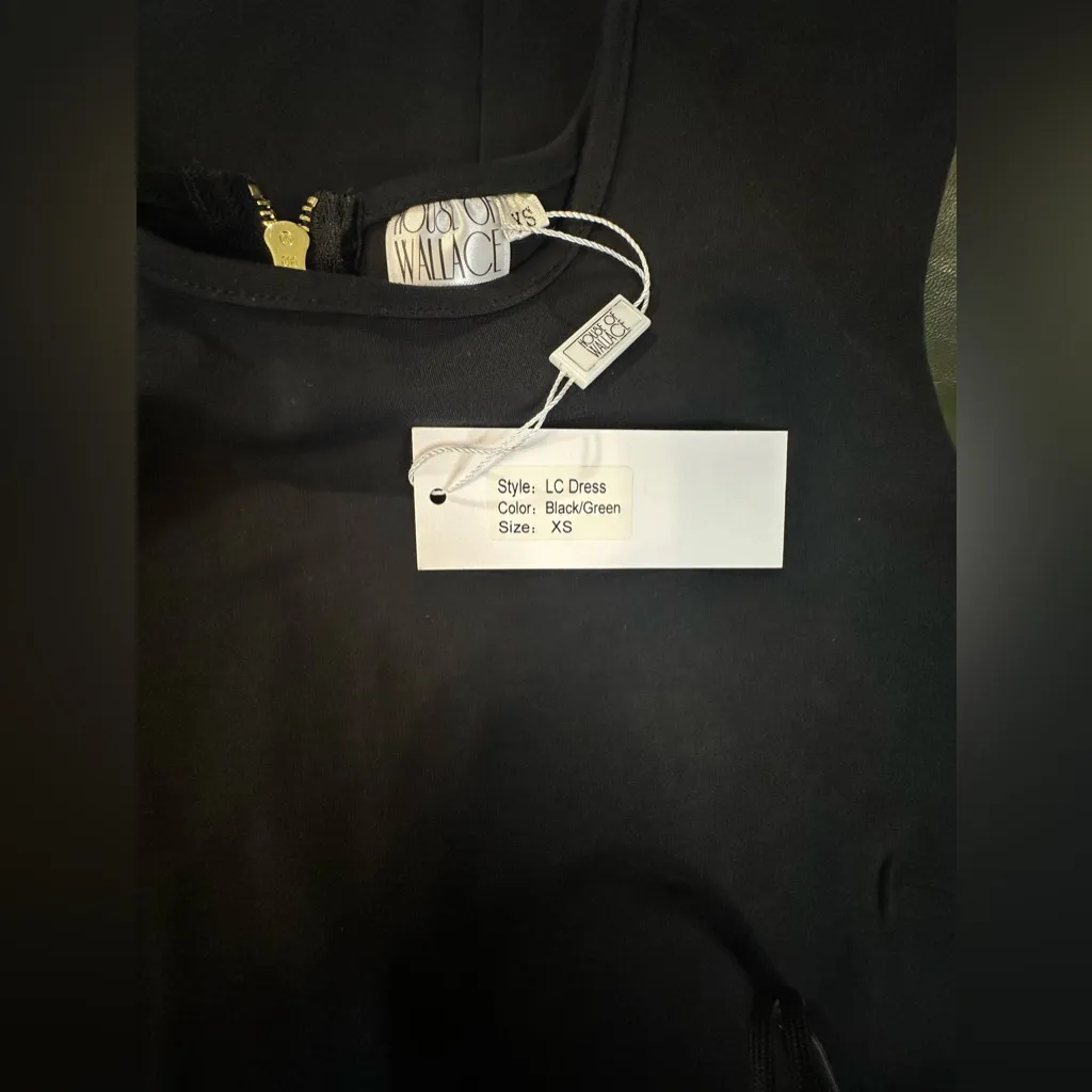 House Of Wallace LC Dress Black Green Zip Up Stretch Midi Size‎ XS NWT - Image 6