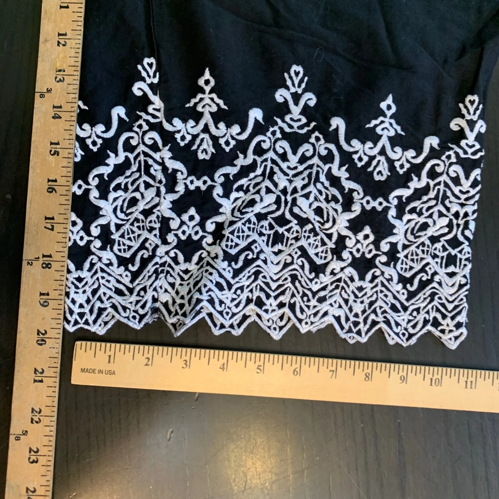 Roamans Black Cropped Pants Embroidered Plus Size 24W Casual Beachy Resortwear - Image 9