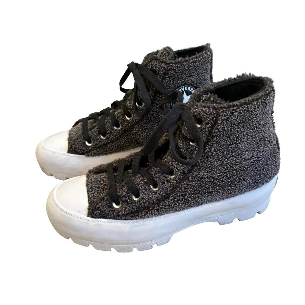 Converse Chuck Taylor All Star Faux Fur Sherpa High Top Sneakers Gray, Sz 6 - Image 3