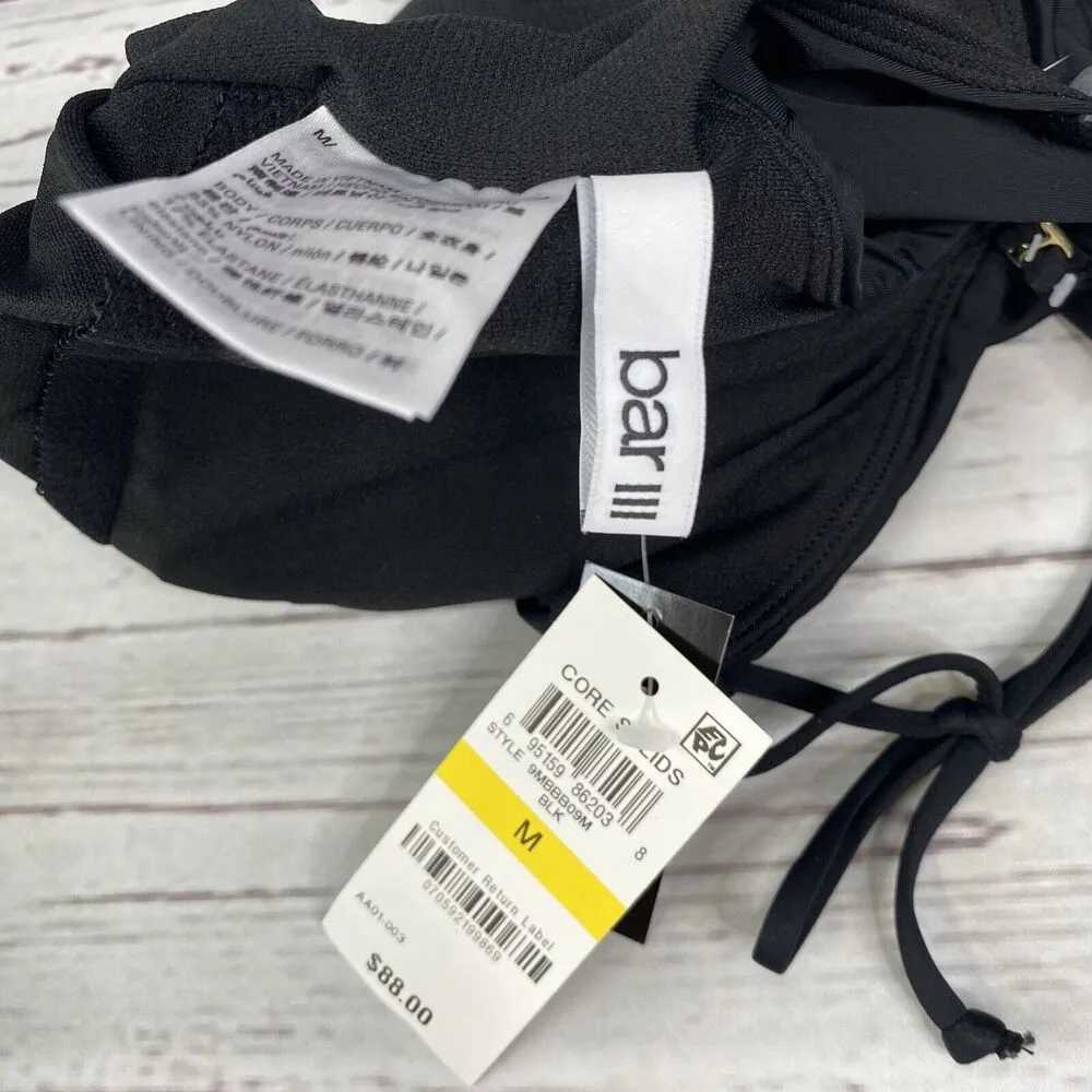 Bar III Solid Lace Up Off-The-Shoulder One-Piece Swimsuit Size M Black New - Image 6