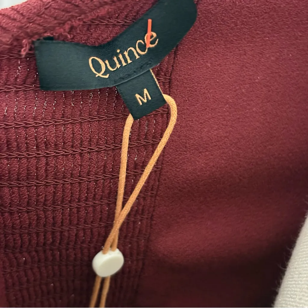 NWT Quince Maroon Viscose Lightweight Crepe Flutter Sleeve Midi Dress Sz M - Image 6